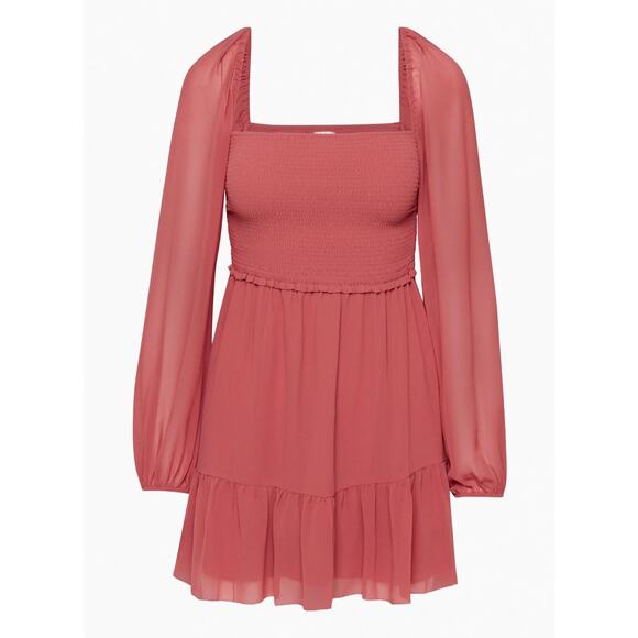 Artitzia Wilfred Tempest smocked chiffon mini dress XL long sleeve feminine plus - Picture 1 of 11